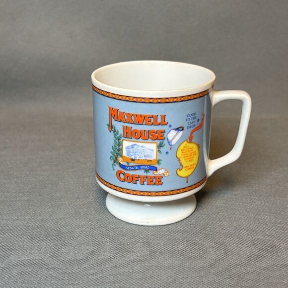 Vintage Maxwell House Coffee Cup Pedestal Footed Mug Cup 8 oz Retro 1970s - Picture 1 of 9